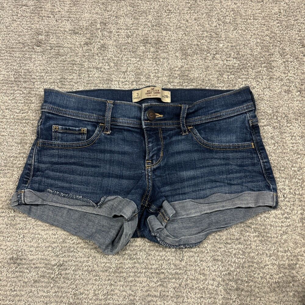 Hollister Low Rise Micro Mini Jean Shorts Womens 3 26 Y2K Grunge Denim Booty